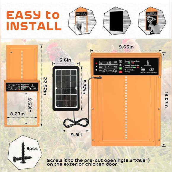 Asfrost Automatic Chicken Coop Door Solar Powered Orange 
NEVER OPENED - Picture 7 of 9